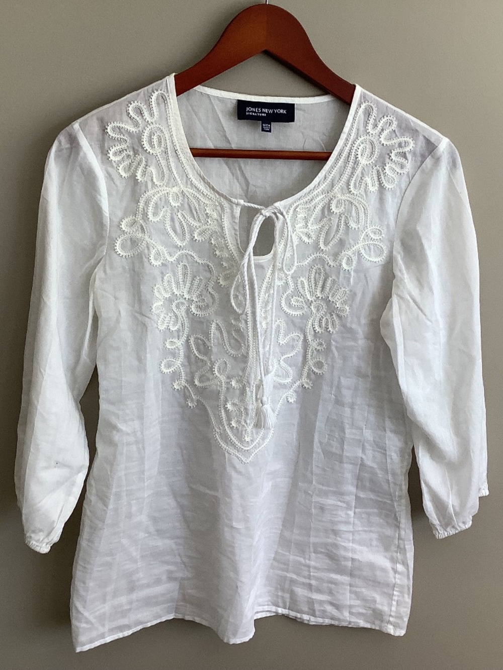 White Summery Cotton Embroidered Boho Top
